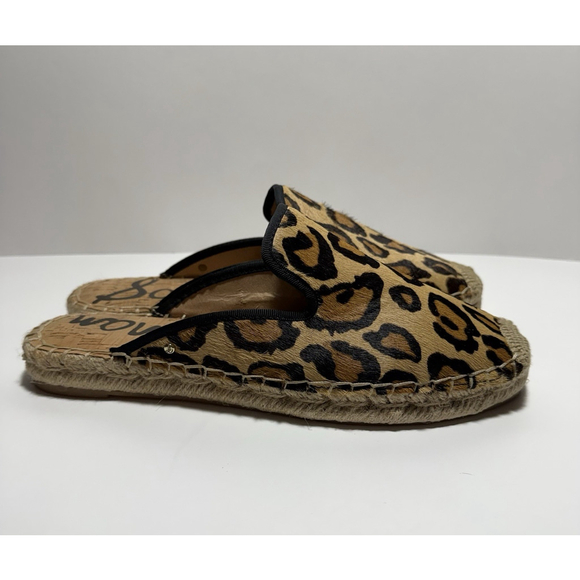 Sam Edelman Kerry Leopard Print Leather Fabric Espadrille Mule Slip On Size 9 M - Picture 11 of 13
